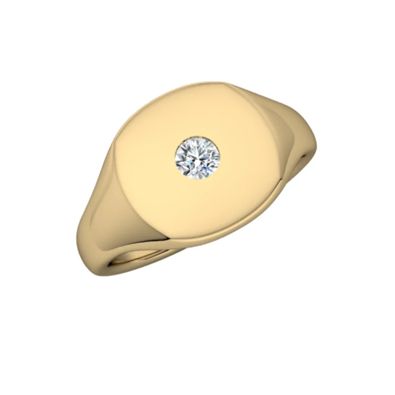 14ct Yellow Gold Signet Diamond Ring