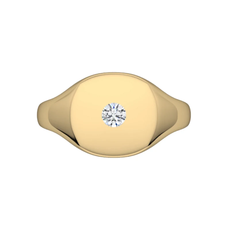 14ct Yellow Gold Signet Diamond Ring
